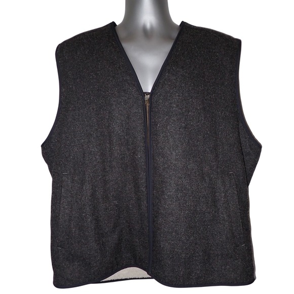 L.L. Bean Other - L.L. Bean Men's Wool Blend Sherpa Lined Full Zip Vest Charcoal Gray XXL-REG